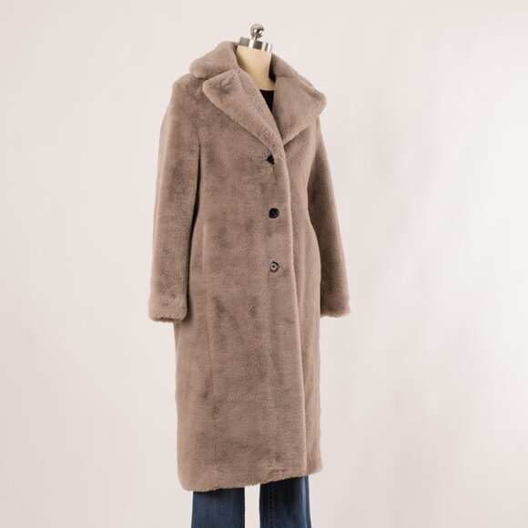 Banana Republic Taupe Faux Fur Coat Size US XS - Picture 3 of 9